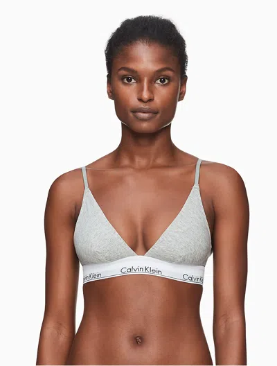 Calvin Klein Modern Triangle Stretch Cotton-blend Bra In Grey Heather