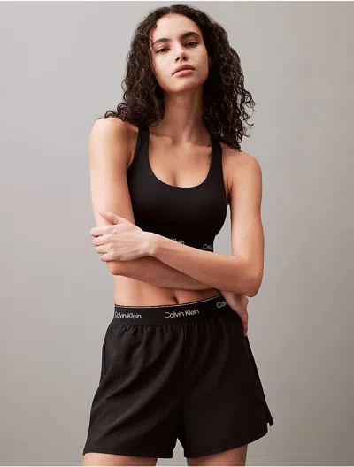 Calvin Klein Sport Calvin Klein Women's Modern Sport Racerback Medium Impact Sports Bra In Black