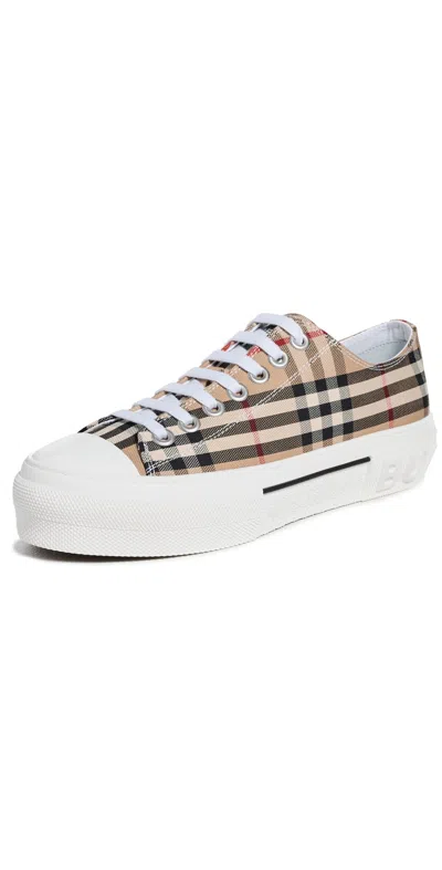 Burberry Check Platform Low Top Sneakers Archive Beige Ip Check In Brown