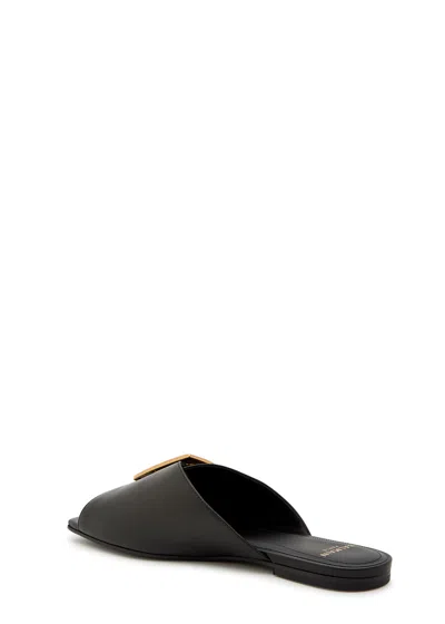 Balmain Anthem Flat Calfskin Leather Sandals In Animal Print