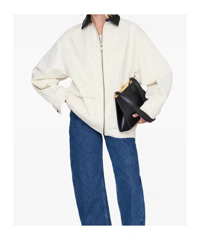 Anine Bing Womens Ecru Holden Contrasting-collar Cotton Jacket Xs In White