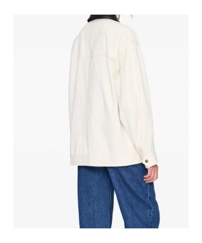 Anine Bing Womens Ecru Holden Contrasting-collar Cotton Jacket Xs In White