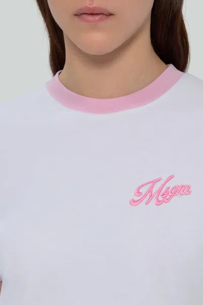 Msgm Embroidery T-shirt In White