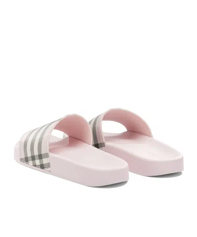 Burberry Check Pattern Slide Sandal Open Toe In Pink