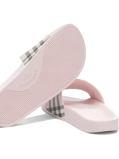 Burberry Check Pattern Slide Sandal Open Toe In Pink