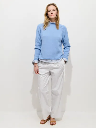 Alex Mill Eastport Roll Trim Long Sleeve Sweater In Blue