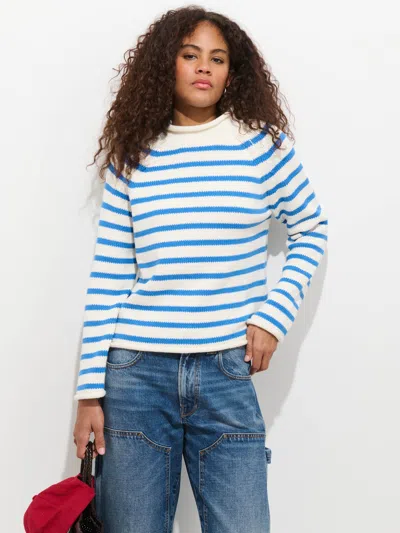 Alex Mill Eastport Striped Roll Neck Sweater In White