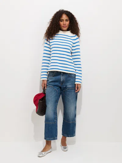 Alex Mill Eastport Striped Roll Neck Sweater In White