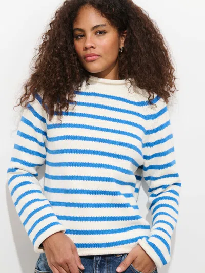 Alex Mill Eastport Striped Roll Neck Sweater In White