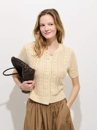Alex Mill Elle Pointelle Cardigan In Linen Cotton In White