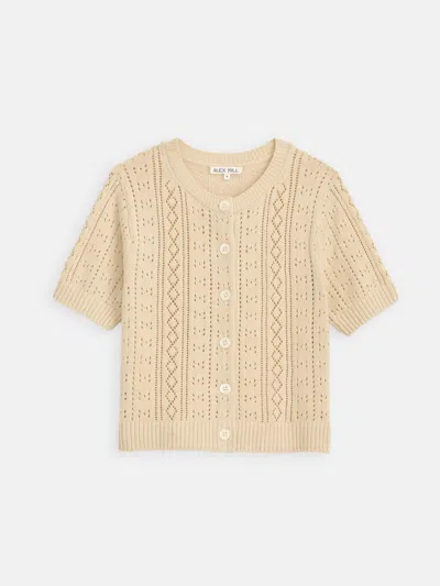 Alex Mill Elle Pointelle Cardigan In Linen Cotton In White