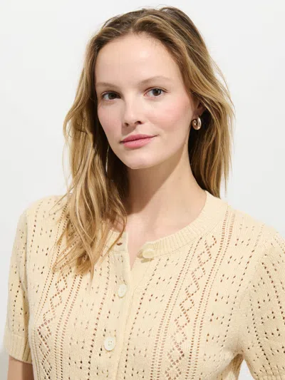 Alex Mill Elle Pointelle Cardigan In Linen Cotton In White