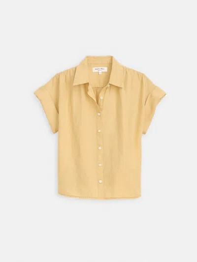 Alex Mill Maddie Linen Short Sleeve Button-up Shirt In Yellow