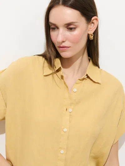 Alex Mill Maddie Linen Short Sleeve Button-up Shirt In Yellow