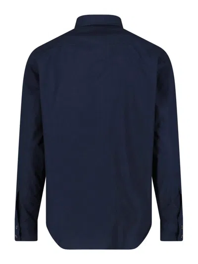 Aspesi Tailored White Shirt With Button-down Front And Pointed Collar In Blue