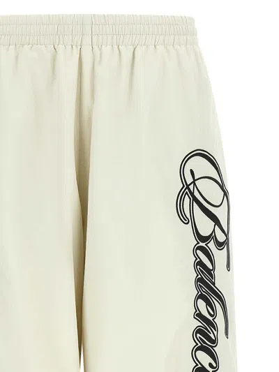 Balenciaga Multicolor Cursive Reversible Pants In Neutral