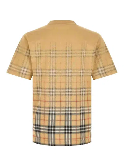 Burberry Relaxed Fit Lightweight T-shirt With Faded Check Design In Brown