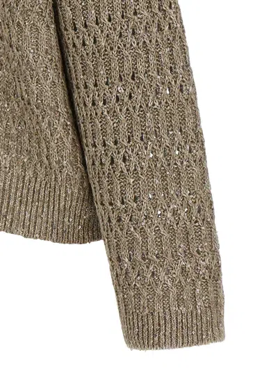 Brunello Cucinelli Micro Sequin Sweater Sweaters And Cardigans Beige In Brown