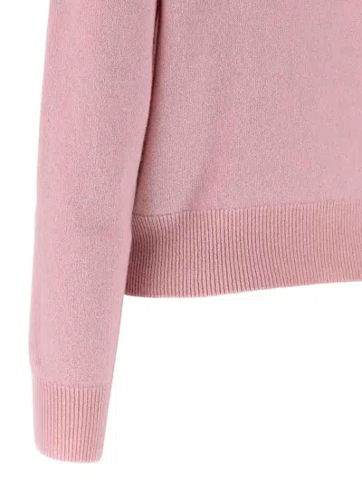 Balmain Buttoned Eco-cashmere Crewneck Sweater In Pink