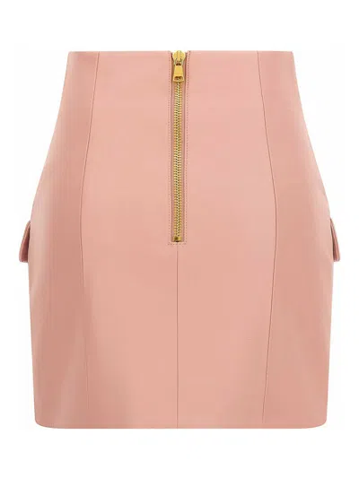 Balmain Short Lambskin Skirt With Buttons In Animal Print