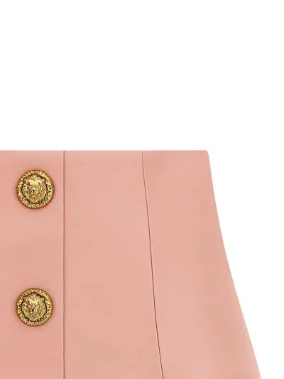 Balmain Short Lambskin Skirt With Buttons In Animal Print