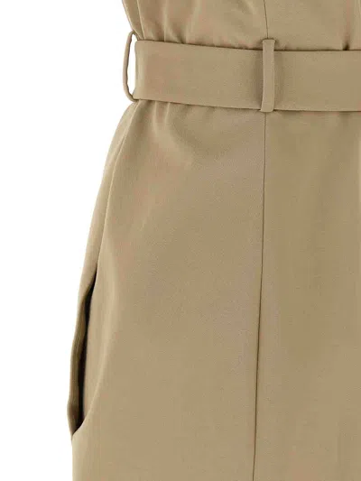 Balmain Wrap Cotton Gabardine Dress Belt Detail In Neutral