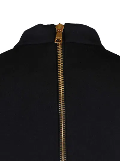 Balmain Knee Length Dress Pleated Skirt Buckle In Black