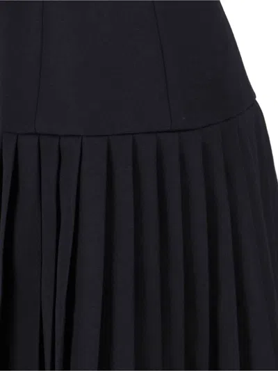 Balmain Knee Length Dress Pleated Skirt Buckle In Black