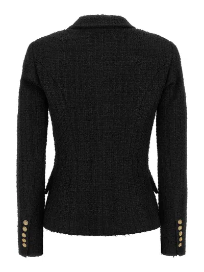 Balmain Six-button Tweed Blazer In Black