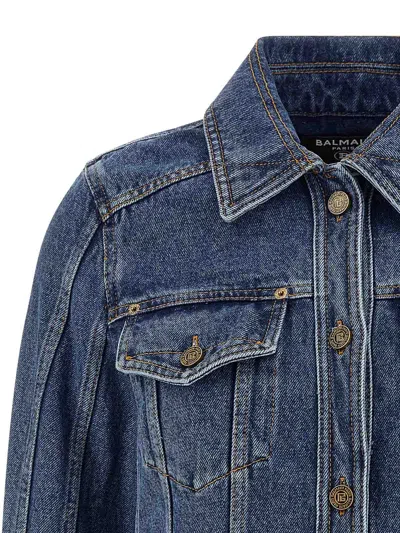 Balmain Blazer Featuring Chest Pockets Long Sleeves In Blue