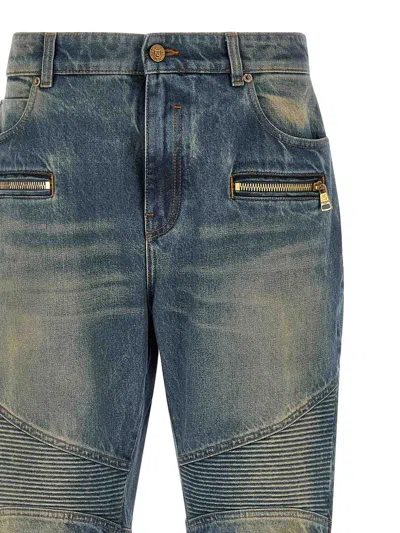 Balmain Biker Jeans In Blue