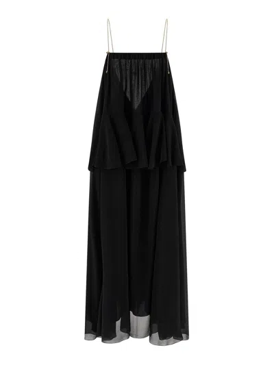 Chloé Long Sleeveless Dress In Silk Georgette In Black