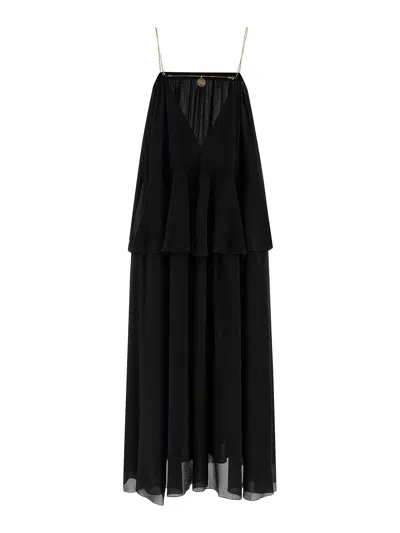 Chloé Long Sleeveless Dress In Silk Georgette In Black