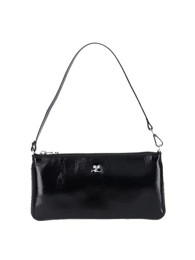 Courrèges Rectangular Naplack Pouch Adjustable Strap In Black