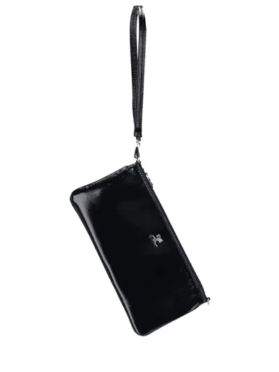 Courrèges Rectangular Naplack Pouch Adjustable Strap In Black
