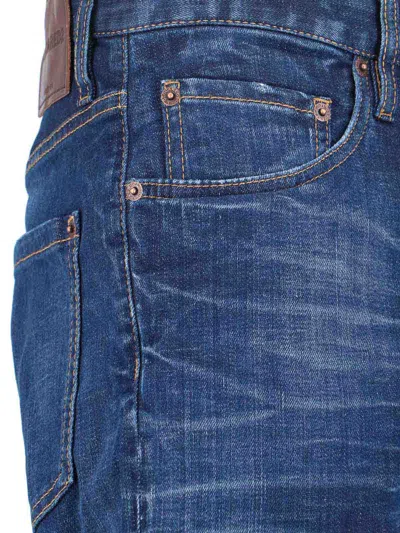 Dsquared2 Men Blue Jeans With Belt Loops And Logo Patch On The Rear In Denim Man In Blue