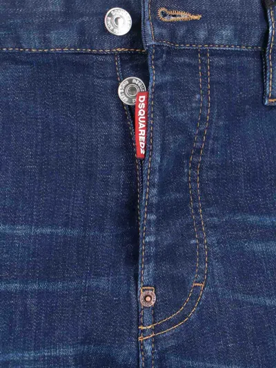 Dsquared2 Men Blue Jeans With Belt Loops And Logo Patch On The Rear In Denim Man In Blue
