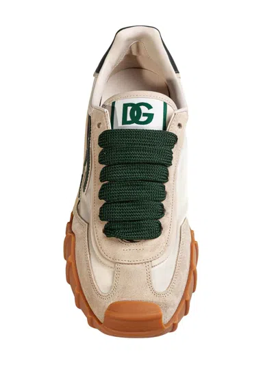 Dolce & Gabbana Dg Athletic Black Low Top Sneakers With Logo Patch On The Tongue And Maxi Logo On The Side In Suede  In White