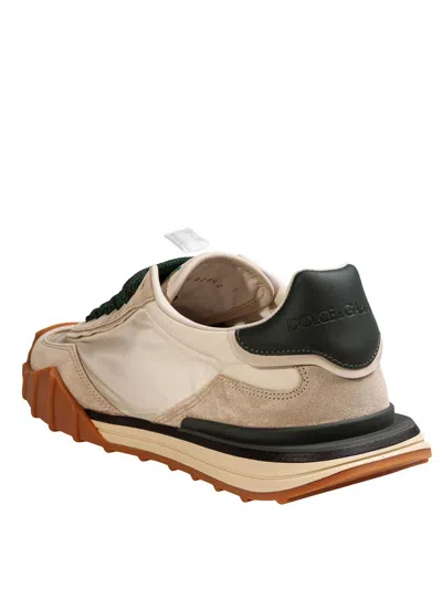 Dolce & Gabbana Dg Athletic Black Low Top Sneakers With Logo Patch On The Tongue And Maxi Logo On The Side In Suede  In White