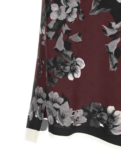 Dolce & Gabbana Bouquet Fiori Short Sleeve Notched Collar Shirt In Burgundy
