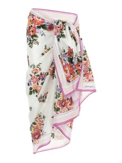 Dolce & Gabbana Women Cotton Beach Wrap With Floral Print In Multi