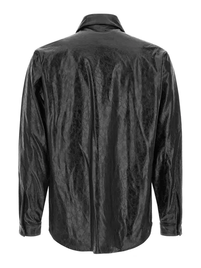 Diesel Textured Shirt With Branded Buttons In Black