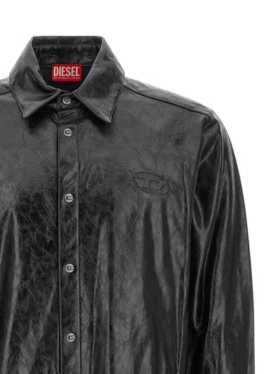 Diesel Textured Shirt With Branded Buttons In Black