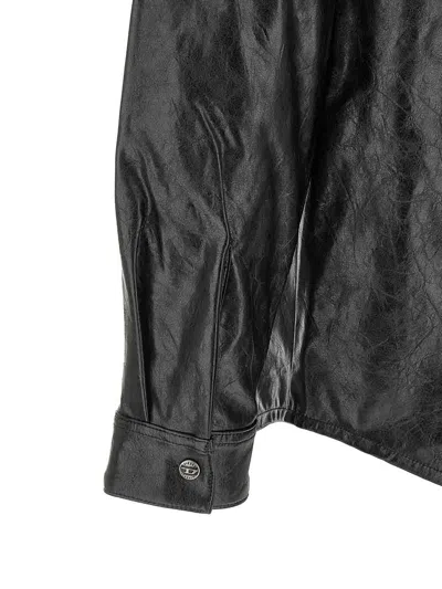 Diesel Textured Shirt With Branded Buttons In Black