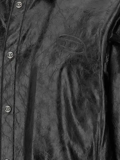 Diesel Textured Shirt With Branded Buttons In Black