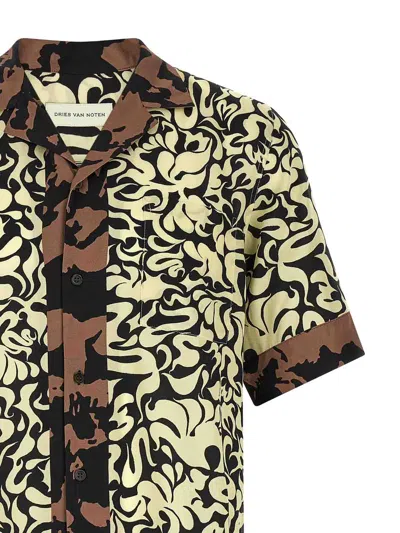 Dries Van Noten Short-sleeve Abstract Pattern Shirt With Camp Collar In Multi