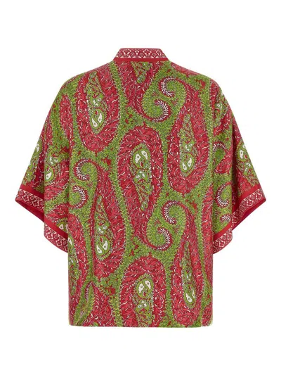 Etro Paisley Foliage Open Front Knitwear Piece In Red