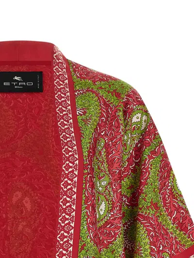 Etro Paisley Foliage Open Front Knitwear Piece In Red