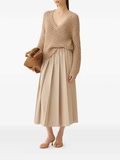 Fabiana Filippi Women Brown Moulin Wool Sweater, Xs Luxury Sweaters & Knitwear For Women Darveys In Neutral