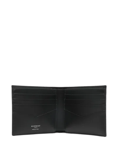 Givenchy Men Black Bi-fold Wallet With Embossed Logo Lettering On The Front In Grained Leather Man In Black